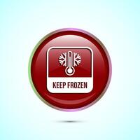 Keep frozen icon design illustration, Frozen product badge label sign, Red color round button design vector
