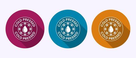 Cold pressed icon design, Cold pressed label logo design in shadow button design vector