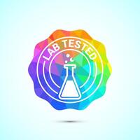 Lab tested icon. Laboratory testing product quality certificate symbol, low poly style vector