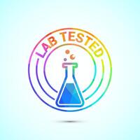 Lab tested icon illustration. Laboratory testing product quality certificate symbol, low poly style vector