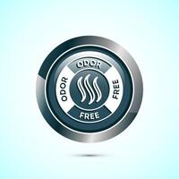 Odor control icon design illustration. Anti bad smell icon, Odor free label, Gray color round button design vector