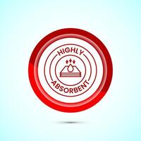 Water absorbent icon design illustration, Water drop absorb sign, symbol, Red color button design vector