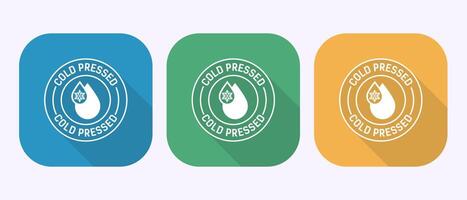 Cold pressed icon design, Cold pressed label design in shadow button design vector