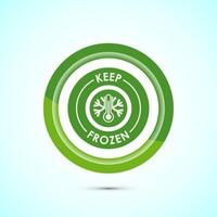 Keep frozen icon design illustration, Frozen product badge label sign, Green color button design vector