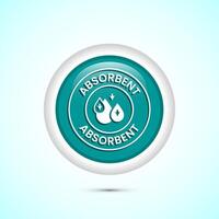 Water absorbent icon design illustration, Water drop absorb sign, symbol, Teal color round button design vector