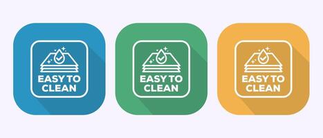 Easy cleaning icon. Clean surface icon sign symbol in shadow button design vector