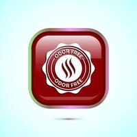 Odor control icon design illustration. Anti bad smell icon, Odor free label, Red color square button design vector