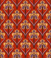 a pattern with purple flowers on a red background vector
