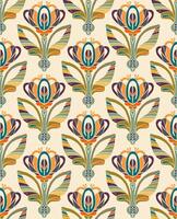 a colorful pattern with flowers on a beige background vector