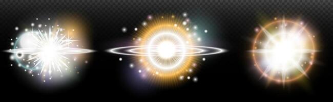 four different colored light effects on a black background vector