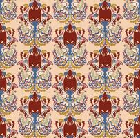 a pattern with a lot of flowers and birds vector