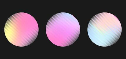Glass circle panel background with ribbed texture and soft gradation. Corrugated plastic plate with light effect. Glossy plexi glowing surface. Transparent plexiglass on abstract wallpaper vector