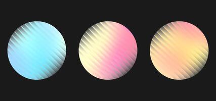 Glass circle wall with corrugated texture. Abstract gradient light on glossy plastic plate. Transparent panel and frosted element with neon glow. Smooth surface for 3d podium or futuristic background vector