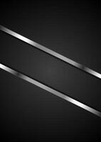 Abstract black background with metallic stripes vector