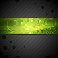 Brochure tech template with green banner element vector