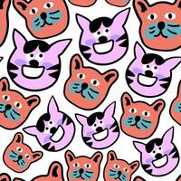 seamless pattern with pink and red cats vector