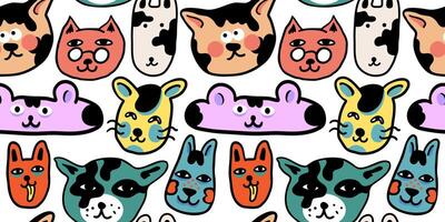 seamless pattern with cats and animals vector