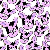 seamless pattern with pink cat with earring vector