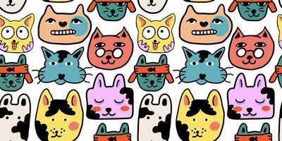 seamless pattern with cats as horizontal background vector