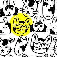 seamless pattern with cat in eyeglasses vector