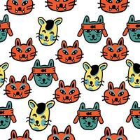 colored seamless pattern with different cats vector