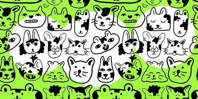 seamless pattern with cats heads vector