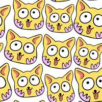 seamless pattern with funny cat portrait vector