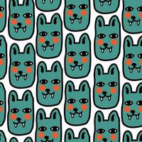 seamless pattern with wild cat portrait vector