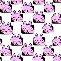 seamless pattern with pink shy cat vector