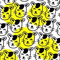 seamless pattern with cat character vector