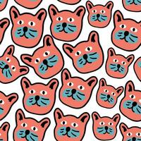 colored seamless pattern with red cat vector