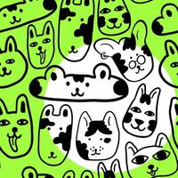 seamless pattern with cats portraits vector