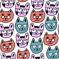 colored seamless pattern with cats faces vector