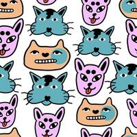 seamless pattern with stray cats in color vector