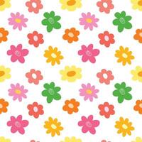 Abstract doodle flower and floral hand drawn with color seamless pattern background for wrapping vector