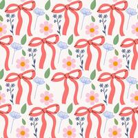 Ribbons, bow, coquette, girly seamless pattern background, print, pattern, greeting card, banners, web, wrapping paper, fashion and fabric textile, wallpaper cover vector
