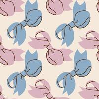 Ribbons, bow, coquette, girly seamless pattern background pattern, greeting card, banners, web, wrapping paper, fashion and fabric textile, wallpaper cover vector