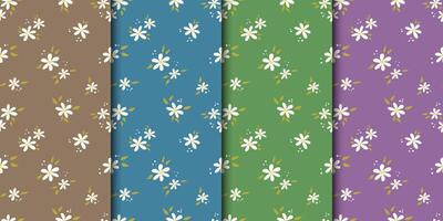 25A set of seamless patterns. Spring and summer patterns with daisies. Vintage design. vector