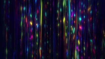 Abstract background with bright neon vertical art lines and soft streaks of light flying at the speed of light. Seamless loop video