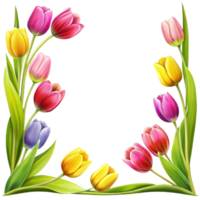 cartoon style roses border with square frame is isolated on transparent background png