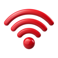 internet WiFi red icon is isolated on transparent background png