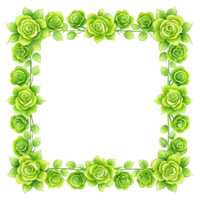 clip art green rose border with square frame is isolated on transparent background png