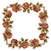clip art brown rose border with square frame is isolated on transparent background png