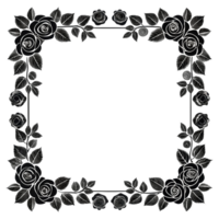 clip art black 3d rose border with square frame is isolated on transparent background png