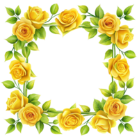 clip art yellow rose border with square frame is isolated on transparent background png