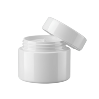 white cosmetic container . unbranded jar container for facial moisturisers or lotions for skincare products isolated. Jar cosmetic packaging of creams png