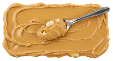 Close-up of peanut butter spread top view , creamy and smooth texture ideal for breakfast and snack promotions png