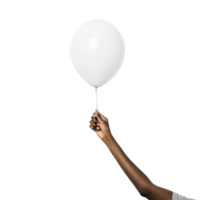 hand holding white balloon against transparent background, symbolizing celebration and joy png