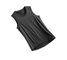sleek black tank top made from soft fabric, perfect for casual wear or workouts, showcasing modern design and comfortable fit png