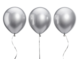 Shiny silver balloons create festive atmosphere, perfect for celebrations and events, adding elegance and charm to any occasion png